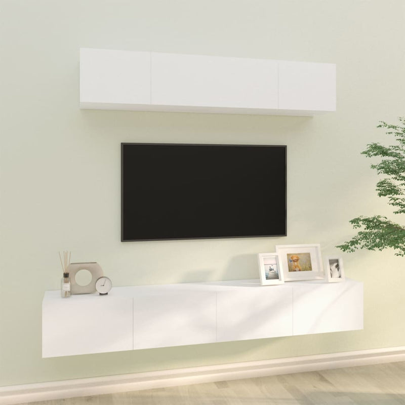 4-delige Tv-meubelset bewerkt hout wit MeubelReus