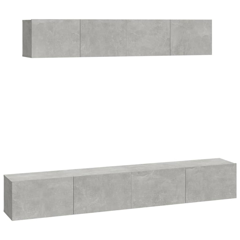 4-delige Tv-meubelset bewerkt hout betongrijs MeubelReus