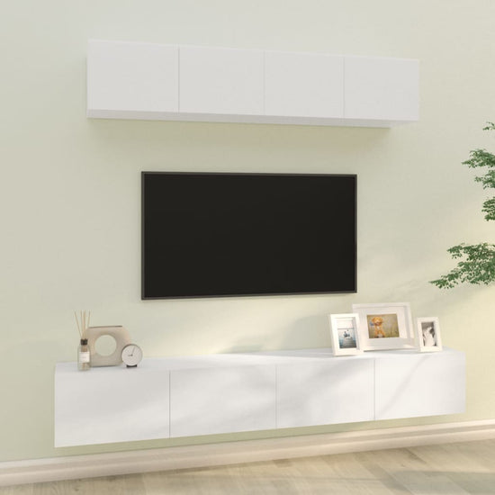 4-delige Tv-meubelset bewerkt hout hoogglans wit MeubelReus