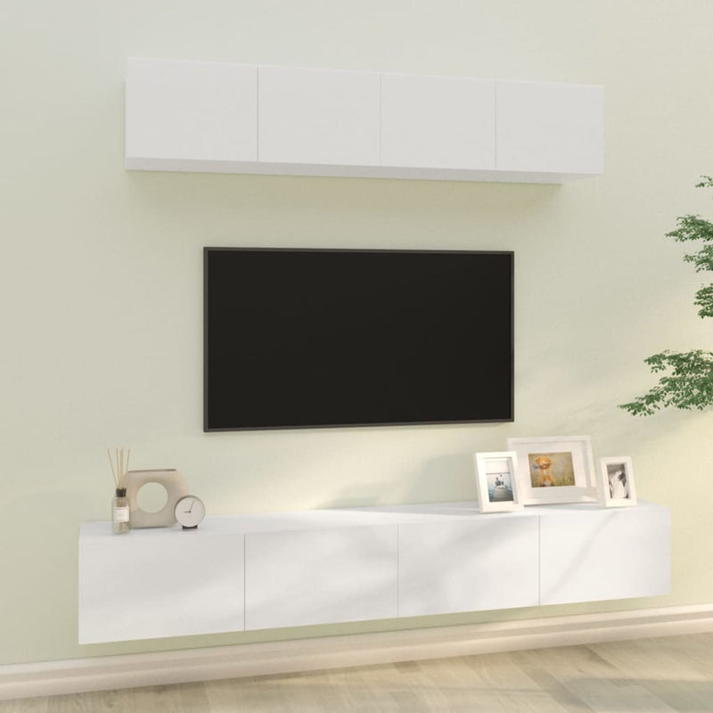 4-delige Tv-meubelset bewerkt hout hoogglans wit MeubelReus