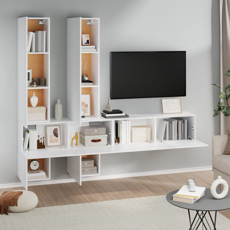 Tv-wandmeubel bewerkt hout wit MeubelReus