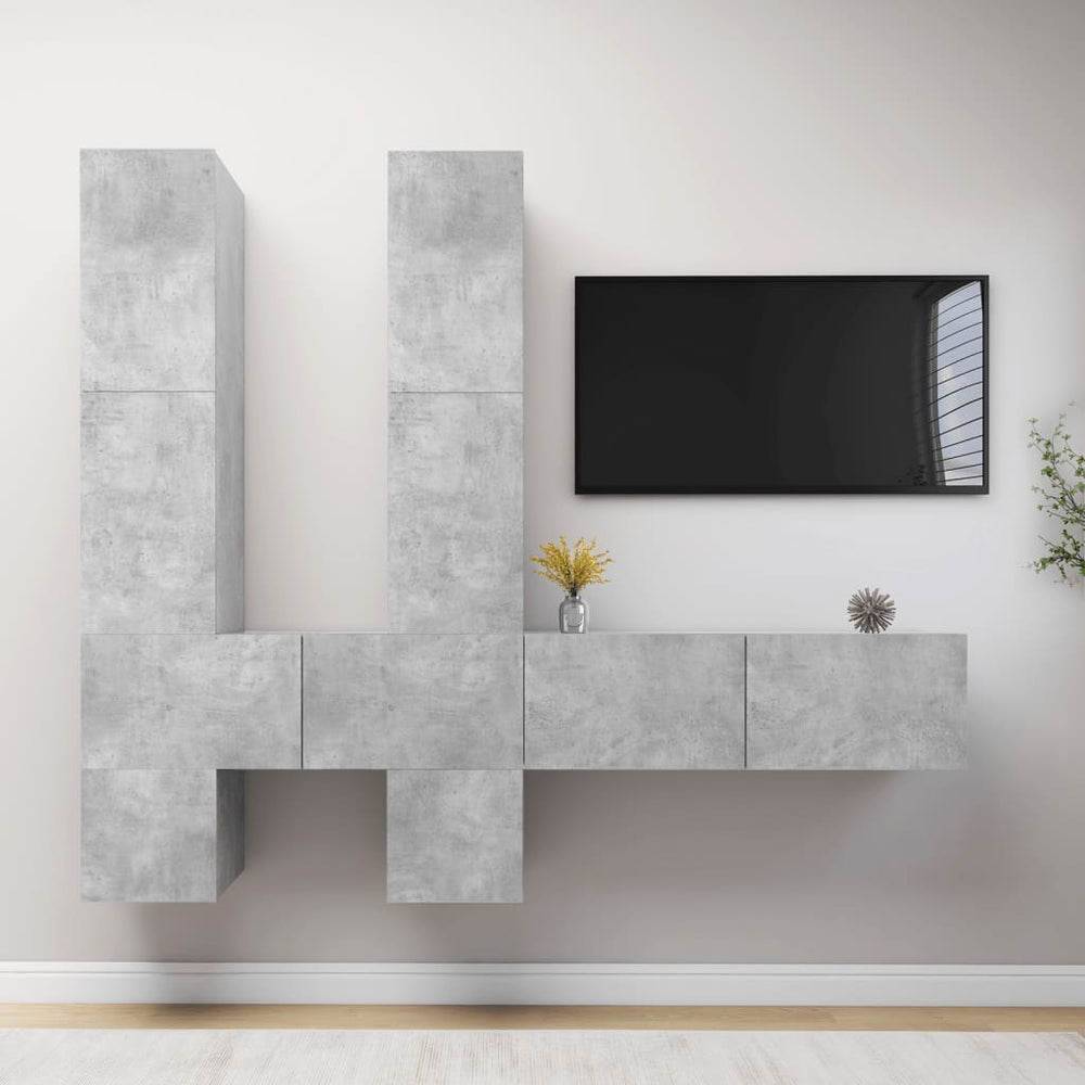 Tv-wandmeubel bewerkt hout betongrijs MeubelReus