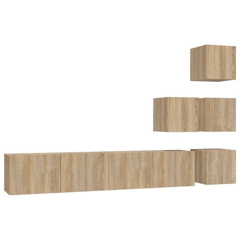 Tv-wandmeubel bewerkt hout sonoma eikenkleurig