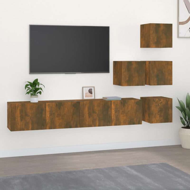 Tv-wandmeubel bewerkt hout gerookt eikenkleurig MeubelReus