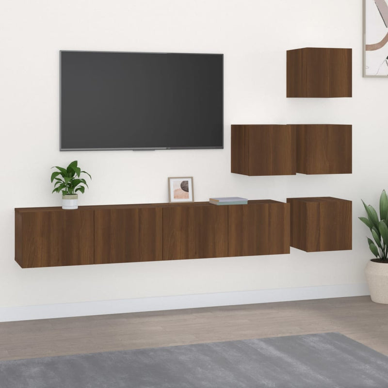 Tv-wandmeubel bewerkt hout bruin eikenkleur MeubelReus
