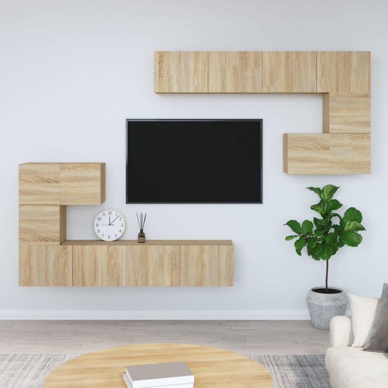 Tv-wandmeubel bewerkt hout sonoma eikenkleurig MeubelReus