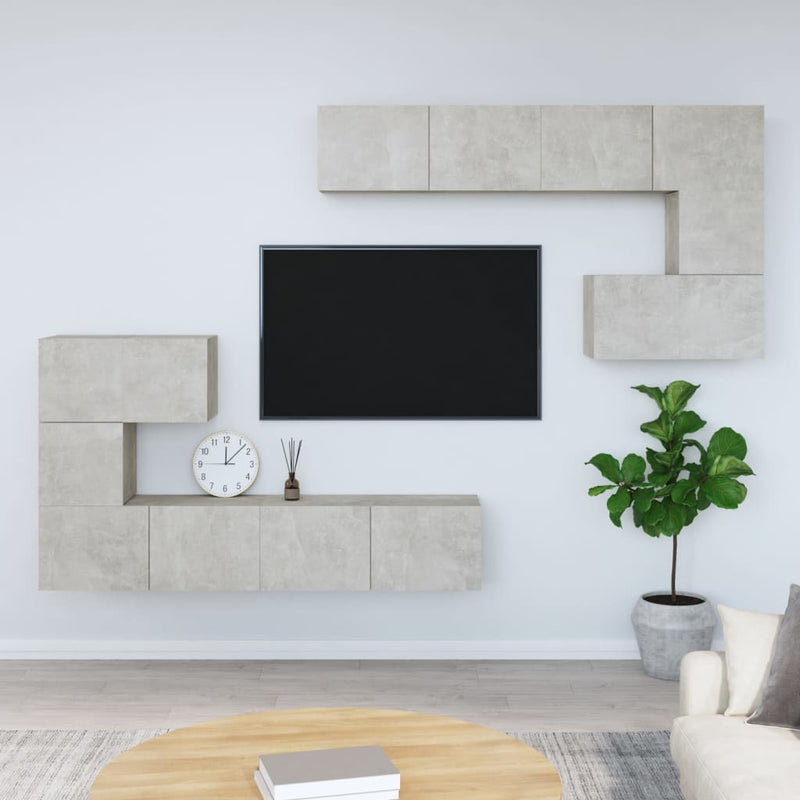 Tv-wandmeubel bewerkt hout betongrijs MeubelReus