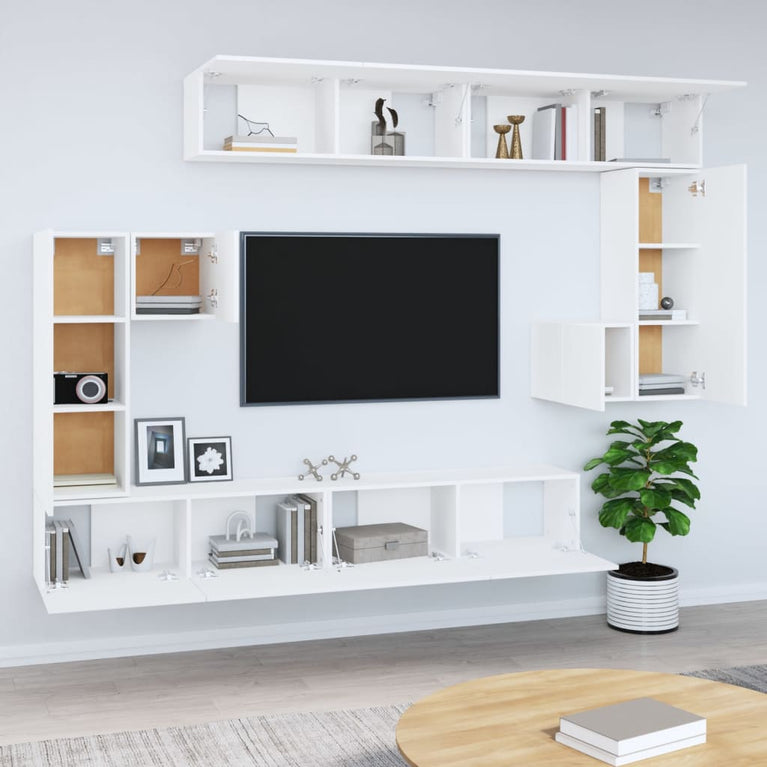 Tv-wandmeubel bewerkt hout wit MeubelReus