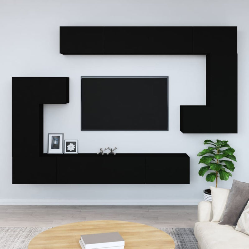 Tv-wandmeubel bewerkt hout zwart MeubelReus