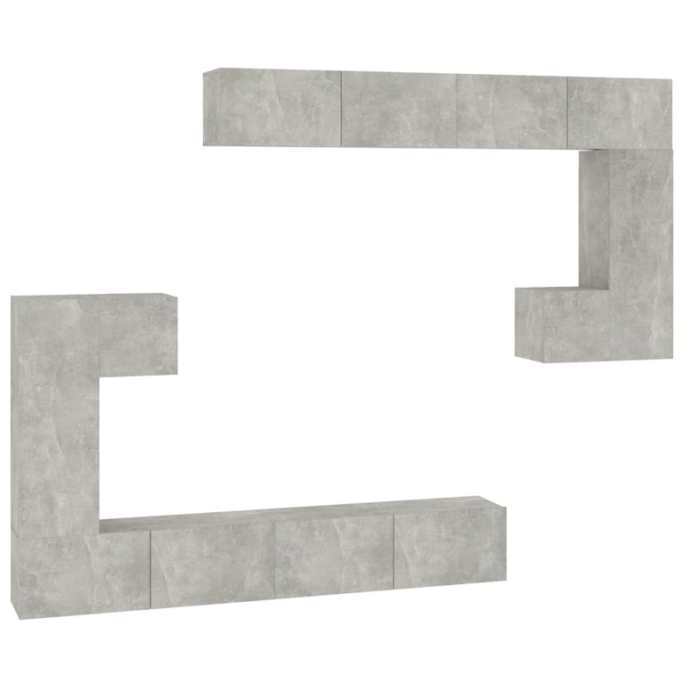 Tv-wandmeubel bewerkt hout betongrijs