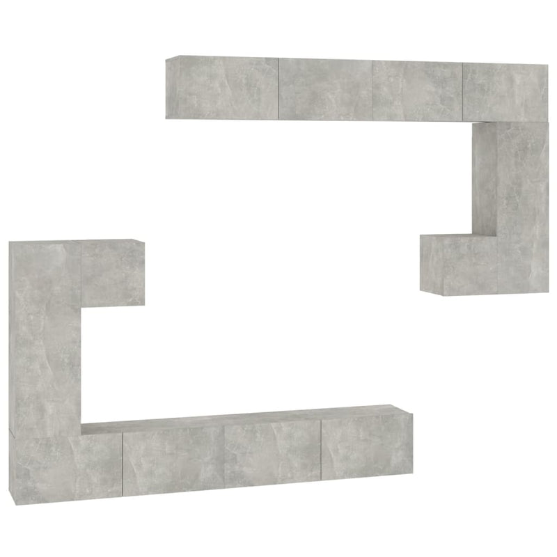 Tv-wandmeubel bewerkt hout betongrijs