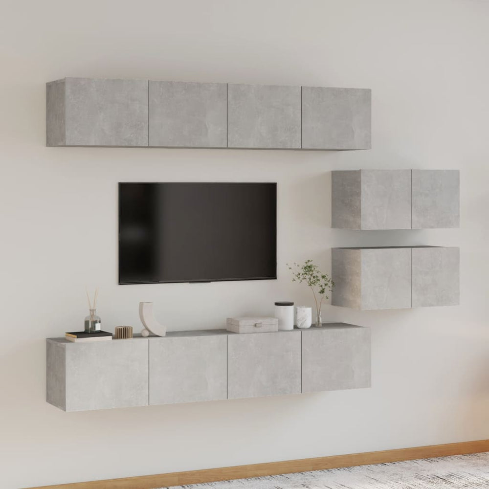 6-delige Tv-meubelset bewerkt hout betongrijs MeubelReus