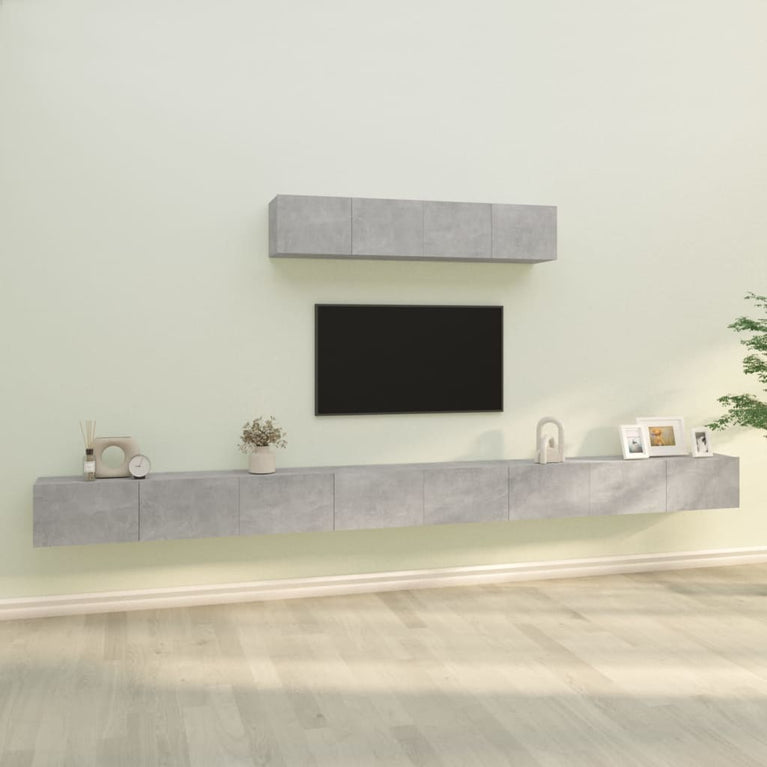 6-delige Tv-meubelset bewerkt hout betongrijs MeubelReus