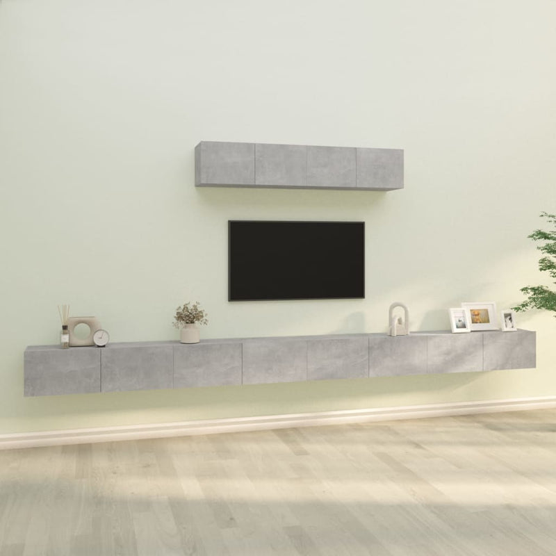 6-delige Tv-meubelset bewerkt hout betongrijs MeubelReus