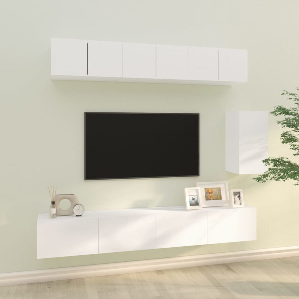 6-delige Tv-meubelset bewerkt hout wit MeubelReus