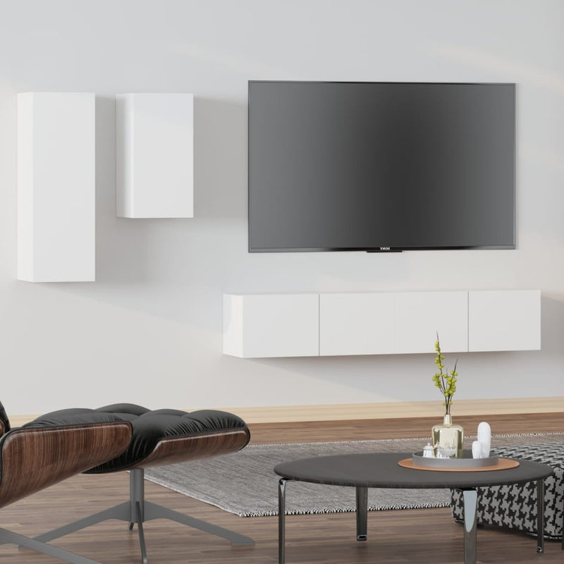 4-delige Tv-meubelset bewerkt hout wit MeubelReus