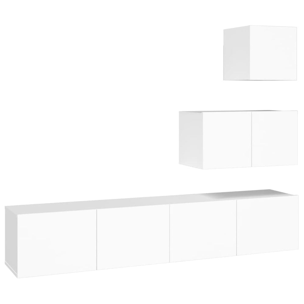 4-delige Tv-meubelset bewerkt hout wit MeubelReus