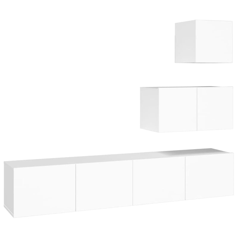 4-delige Tv-meubelset bewerkt hout wit MeubelReus