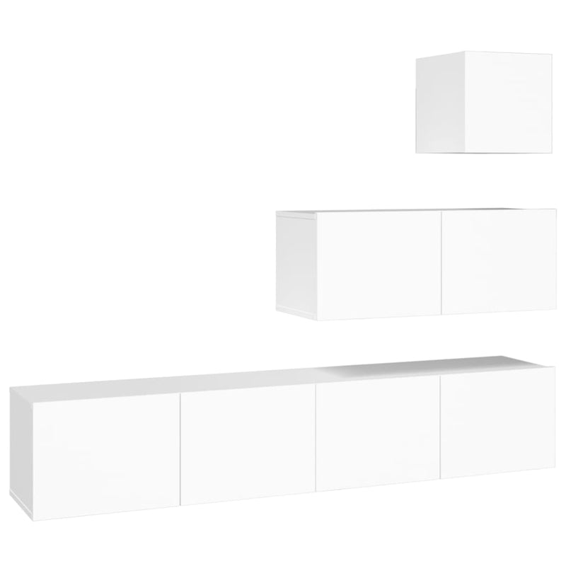 4-delige Tv-meubelset bewerkt hout wit MeubelReus