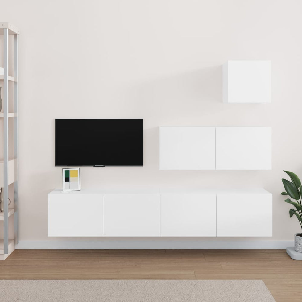 4-delige Tv-meubelset bewerkt hout wit MeubelReus