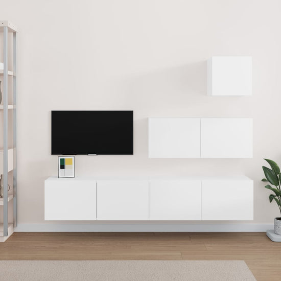 4-delige Tv-meubelset bewerkt hout wit MeubelReus