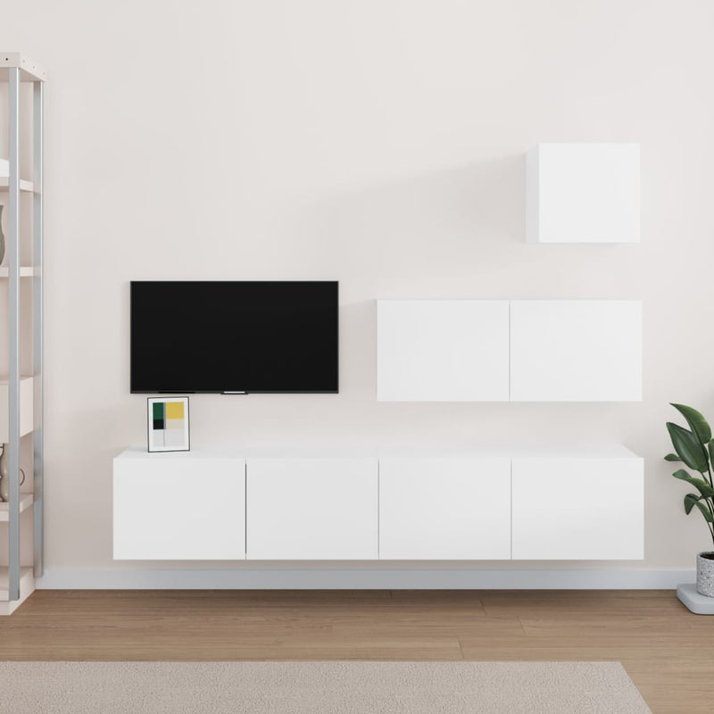 4-delige Tv-meubelset bewerkt hout wit MeubelReus