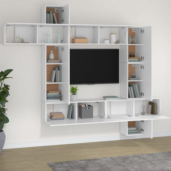 9-delige Tv-meubelset bewerkt hout wit MeubelReus