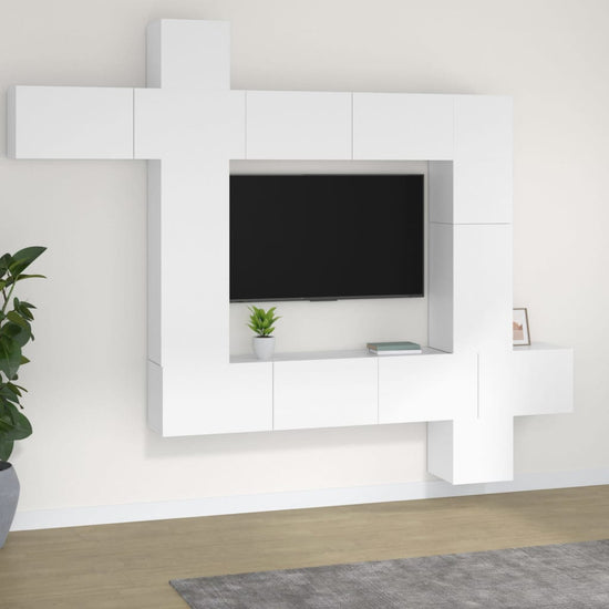 9-delige Tv-meubelset bewerkt hout wit MeubelReus