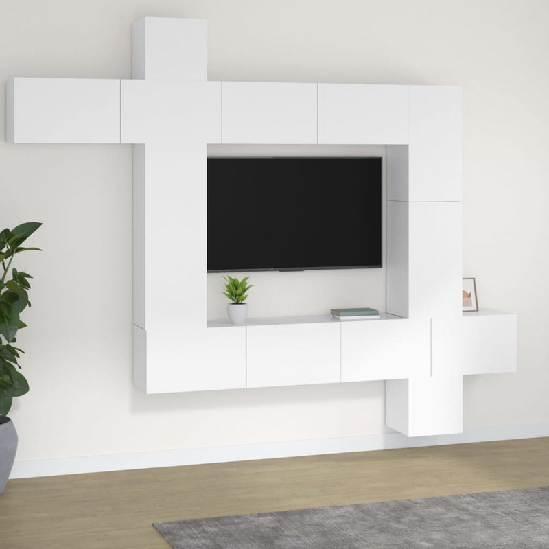 9-delige Tv-meubelset bewerkt hout wit MeubelReus