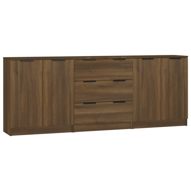 3 st Dressoirs bewerkt hout bruineikenkleurig