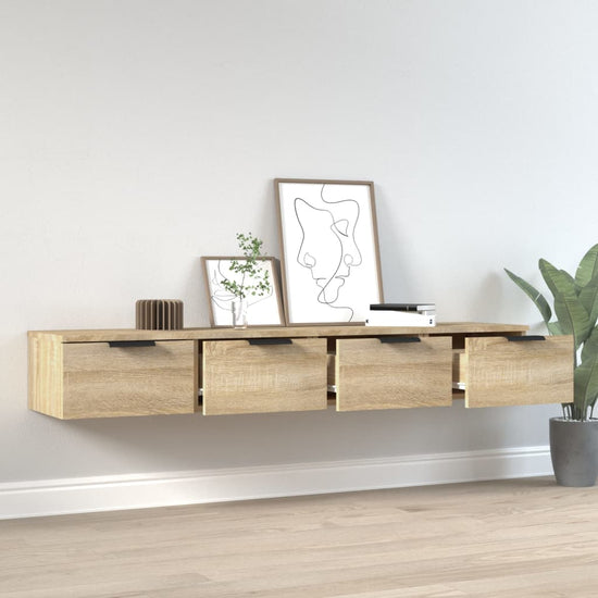 Wandkasten 2 st 68x30x20 cm bewerkt hout sonoma eikenkleurig MeubelReus