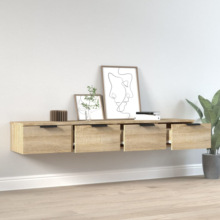 Wandkasten 2 st 68x30x20 cm bewerkt hout sonoma eikenkleurig MeubelReus