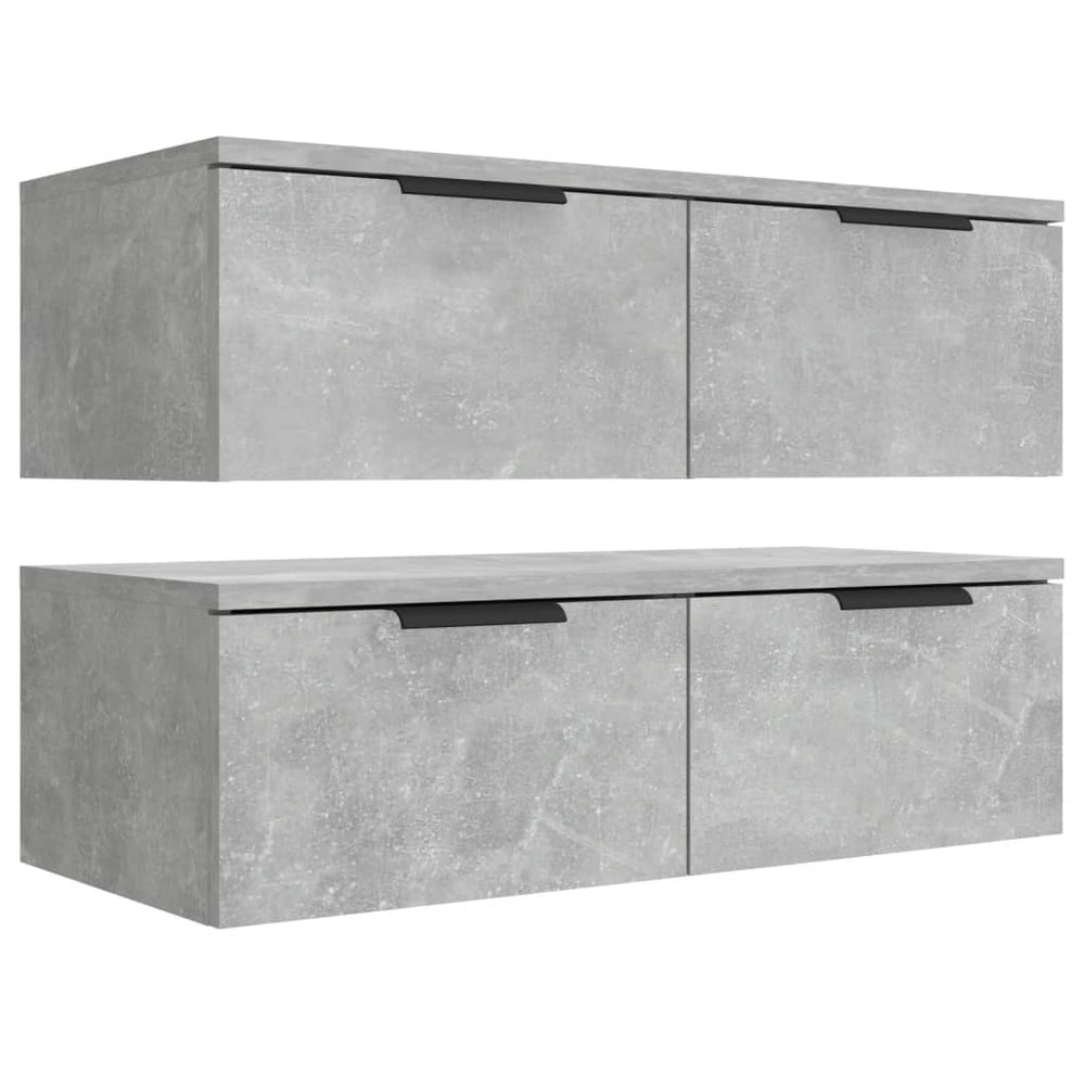 Wandkasten 2 st 68x30x20 cm bewerkt hout betongrijs MeubelReus