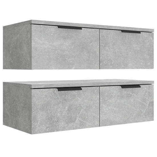 Wandkasten 2 st 68x30x20 cm bewerkt hout betongrijs MeubelReus
