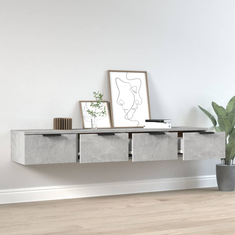 Wandkasten 2 st 68x30x20 cm bewerkt hout betongrijs MeubelReus