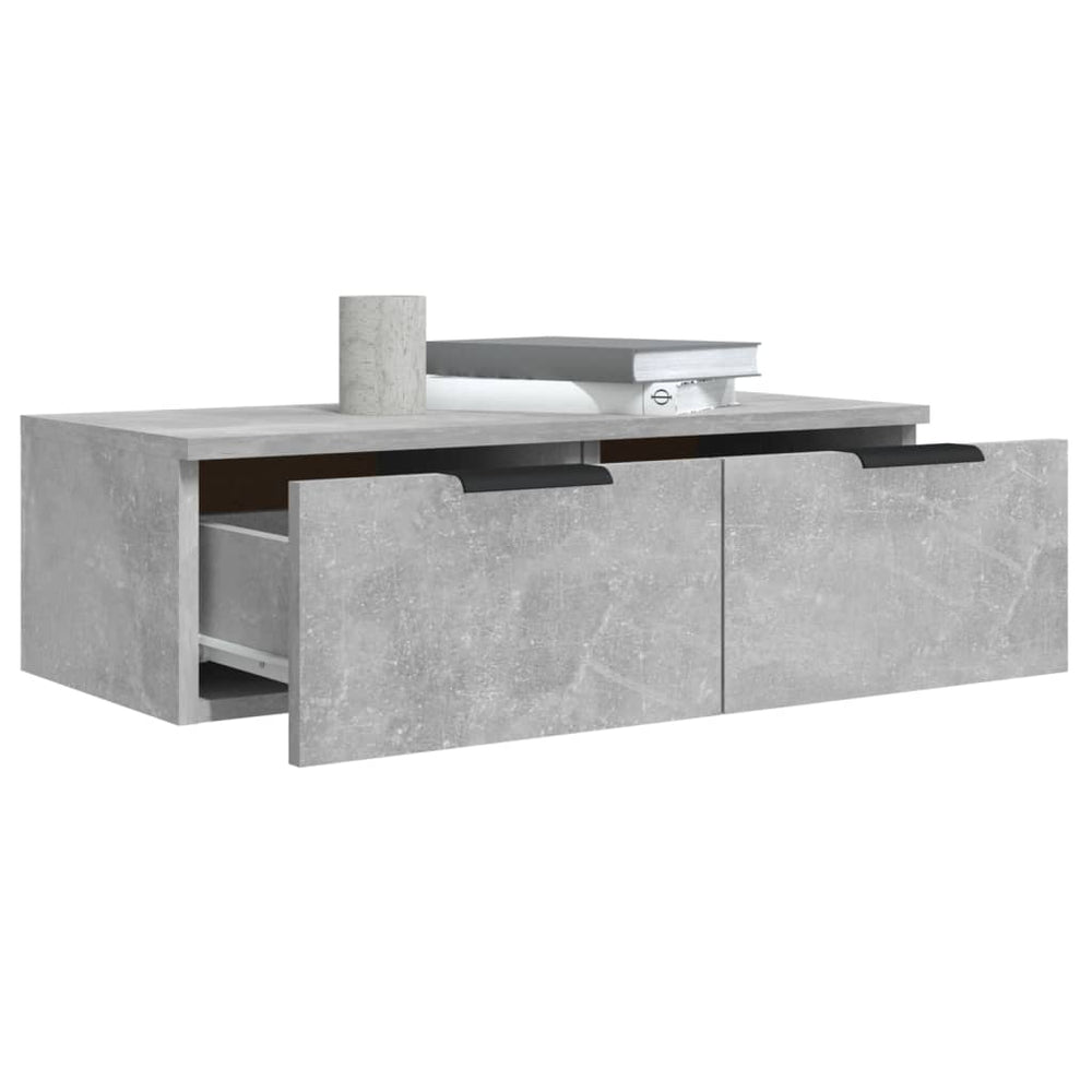 Wandkasten 2 st 68x30x20 cm bewerkt hout betongrijs MeubelReus