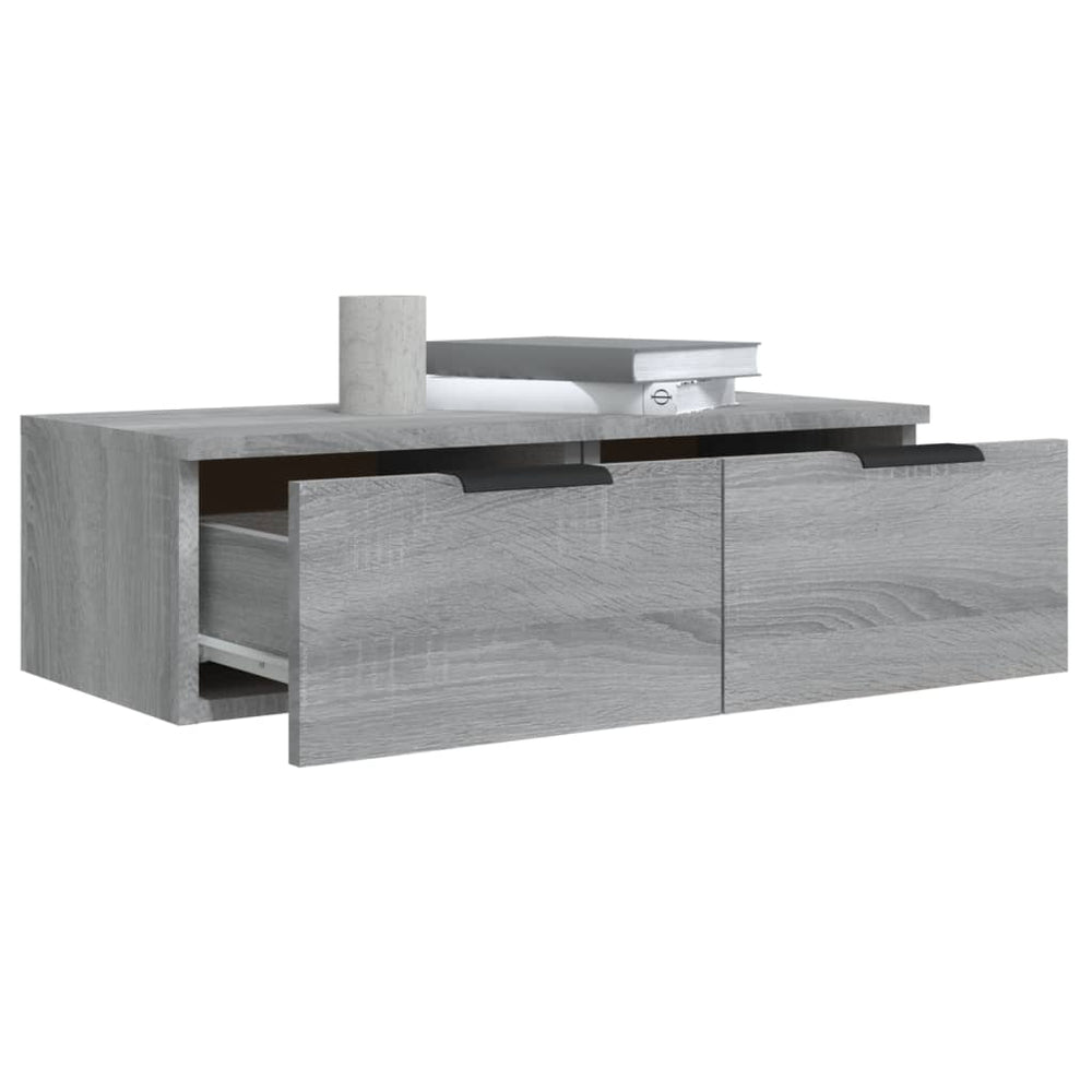 Wandkasten 2 st 68x30x20 cm bewerkt hout grijs sonoma eiken MeubelReus