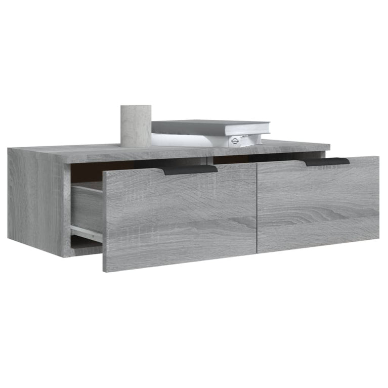 Wandkasten 2 st 68x30x20 cm bewerkt hout grijs sonoma eiken MeubelReus