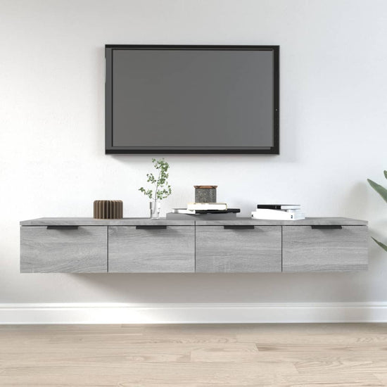 Wandkasten 2 st 68x30x20 cm bewerkt hout grijs sonoma eiken MeubelReus