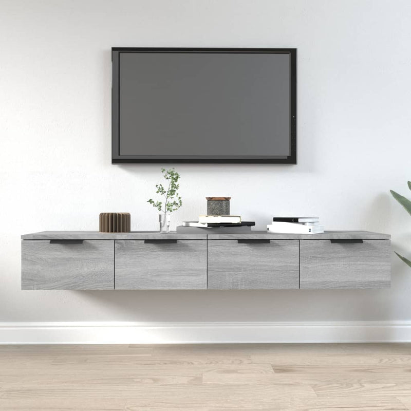 Wandkasten 2 st 68x30x20 cm bewerkt hout grijs sonoma eiken MeubelReus