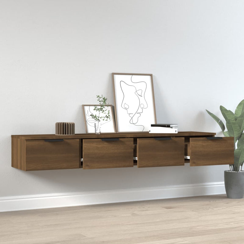 Wandkasten 2 st 68x30x20 cm bewerkt hout bruineikenkleurig MeubelReus