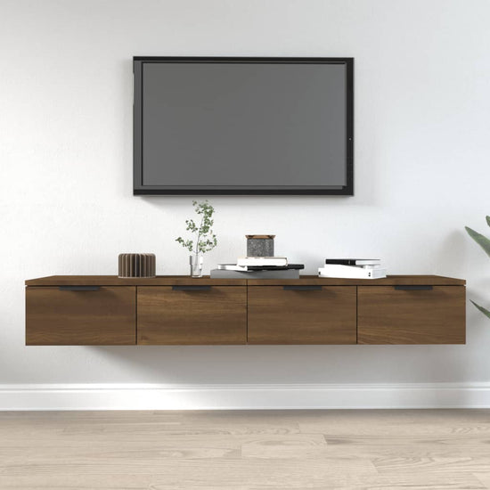 Wandkasten 2 st 68x30x20 cm bewerkt hout bruineikenkleurig MeubelReus