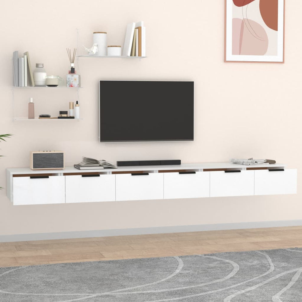 Wandkasten 2 st 102x30x20 cm bewerkt hout wit MeubelReus