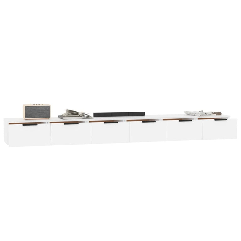 Wandkasten 2 st 102x30x20 cm bewerkt hout wit MeubelReus
