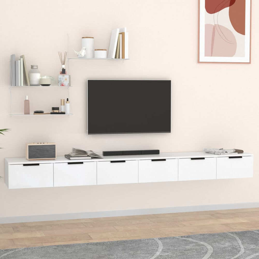 Wandkasten 2 st 102x30x20 cm bewerkt hout wit MeubelReus