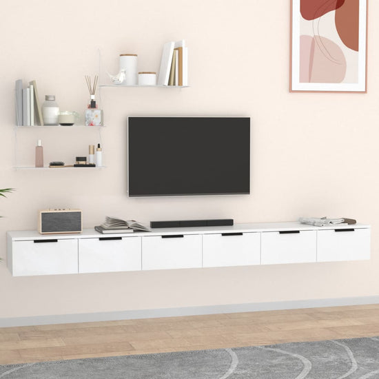 Wandkasten 2 st 102x30x20 cm bewerkt hout wit MeubelReus