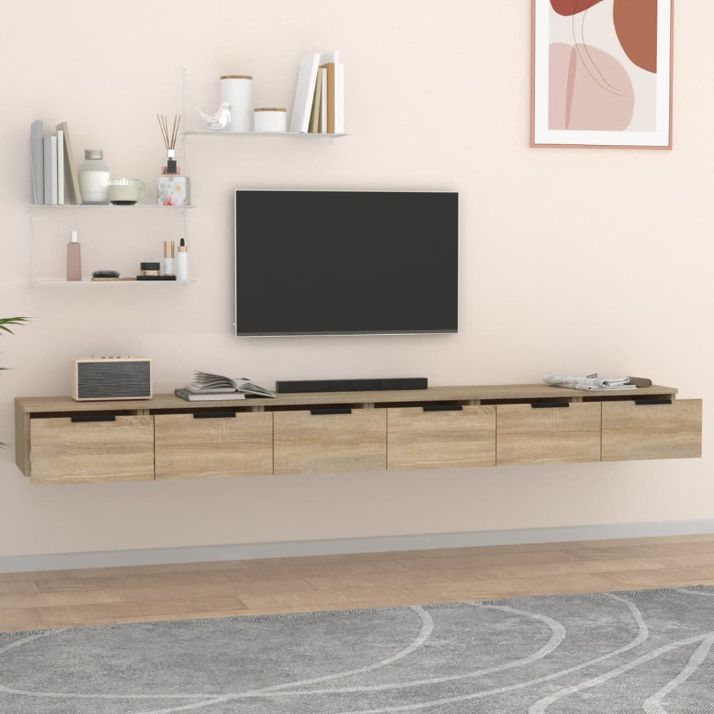 Wandkasten 2 st 102x30x20 cm bewerkt hout sonoma eikenkleurig MeubelReus