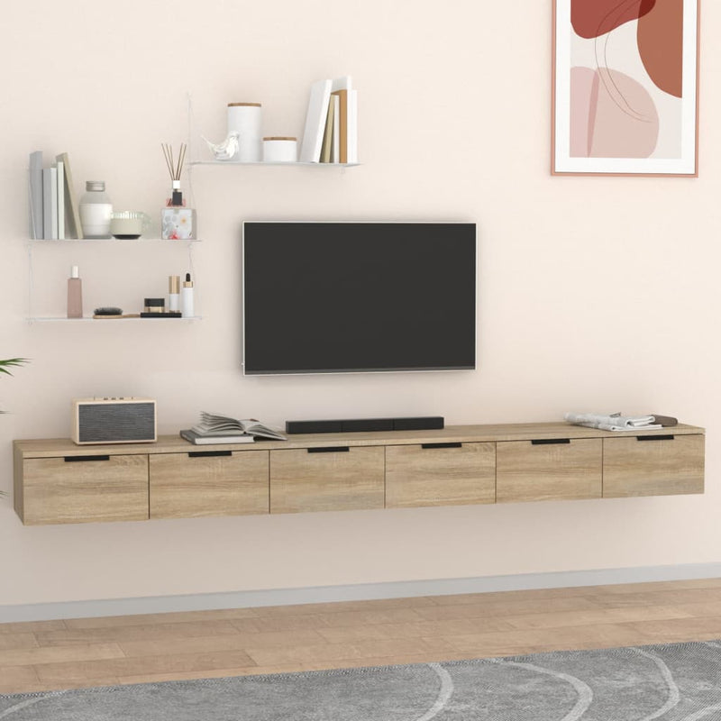 Wandkasten 2 st 102x30x20 cm bewerkt hout sonoma eikenkleurig MeubelReus