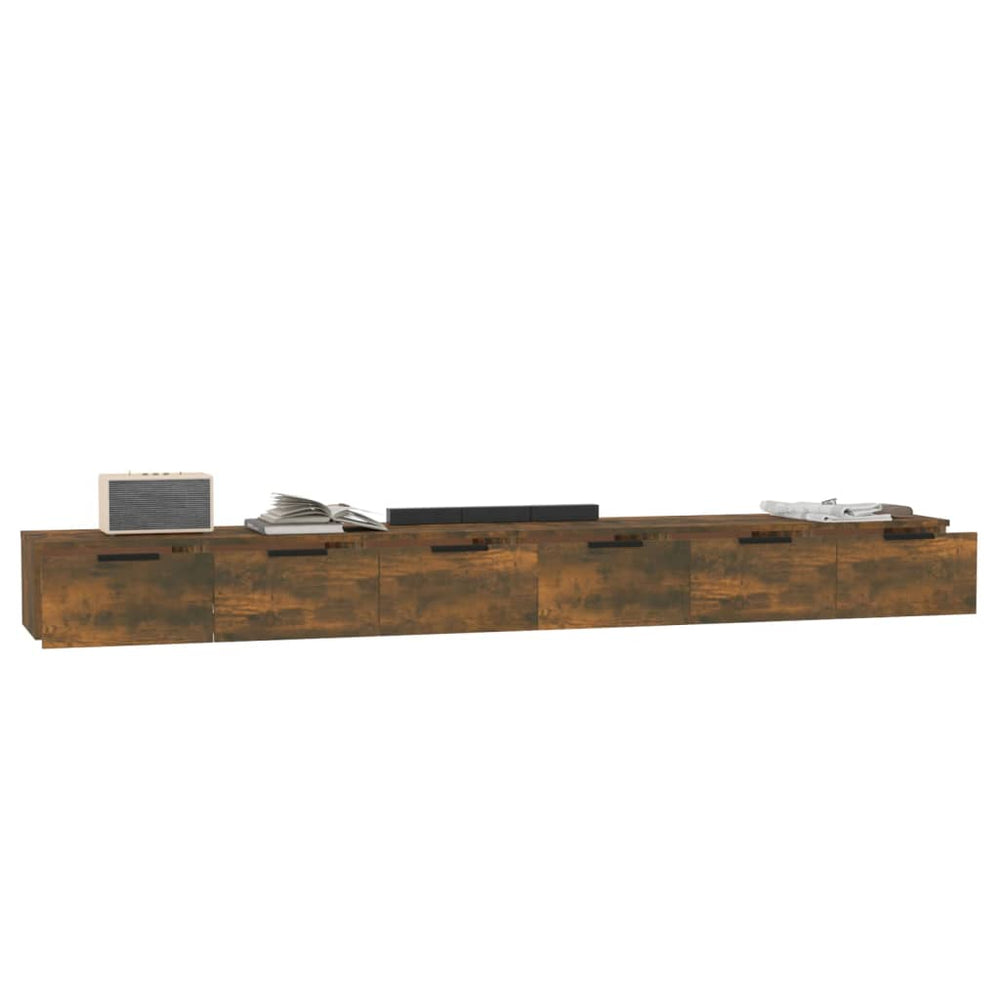 Wandkasten 2 st 102x30x20 bewerkt hout gerookt eikenkleurig MeubelReus