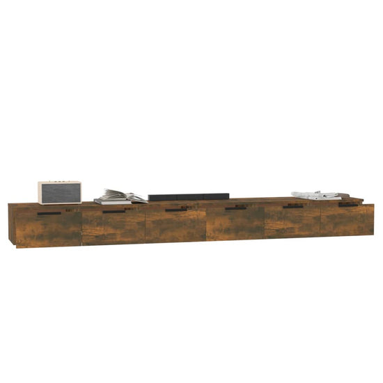 Wandkasten 2 st 102x30x20 bewerkt hout gerookt eikenkleurig MeubelReus